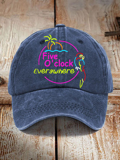 Unisex It's 5 O'clock Everywhere Parrot Print  Hat