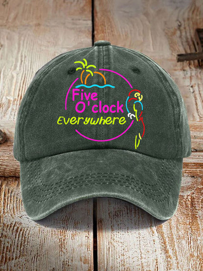 Unisex It's 5 O'clock Everywhere Parrot Print  Hat