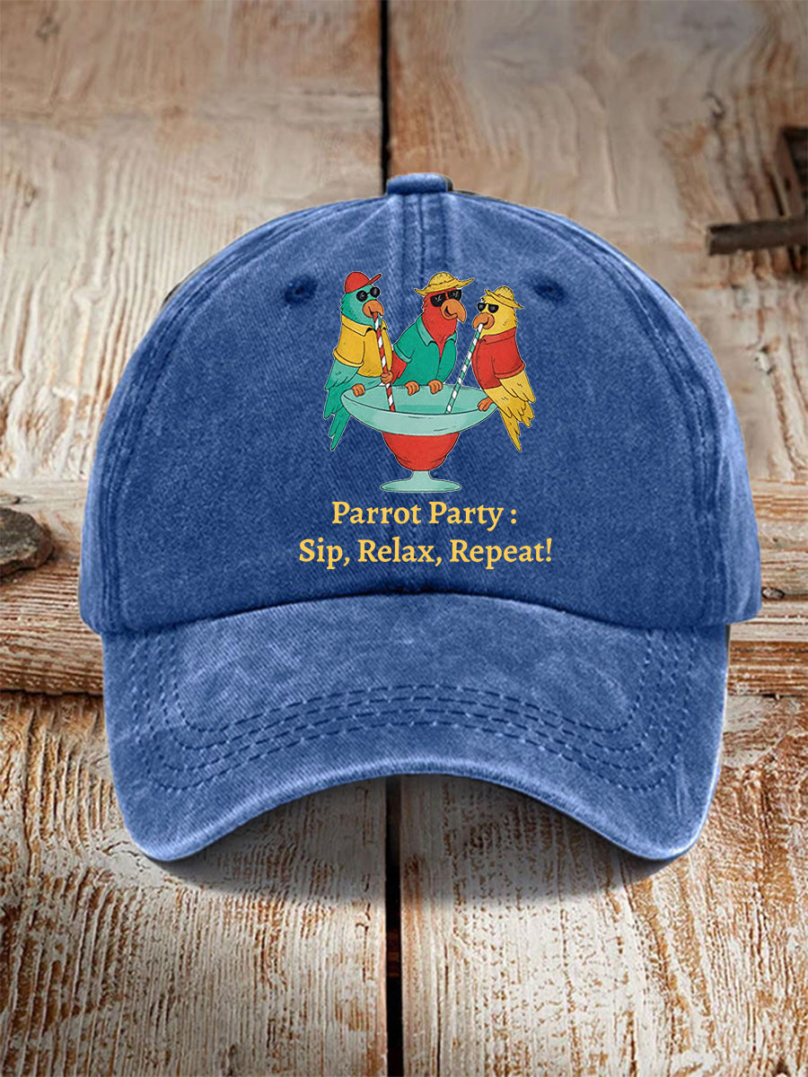 Unisex  Parrot Party: Sip, Relax, Repeat! Hat
