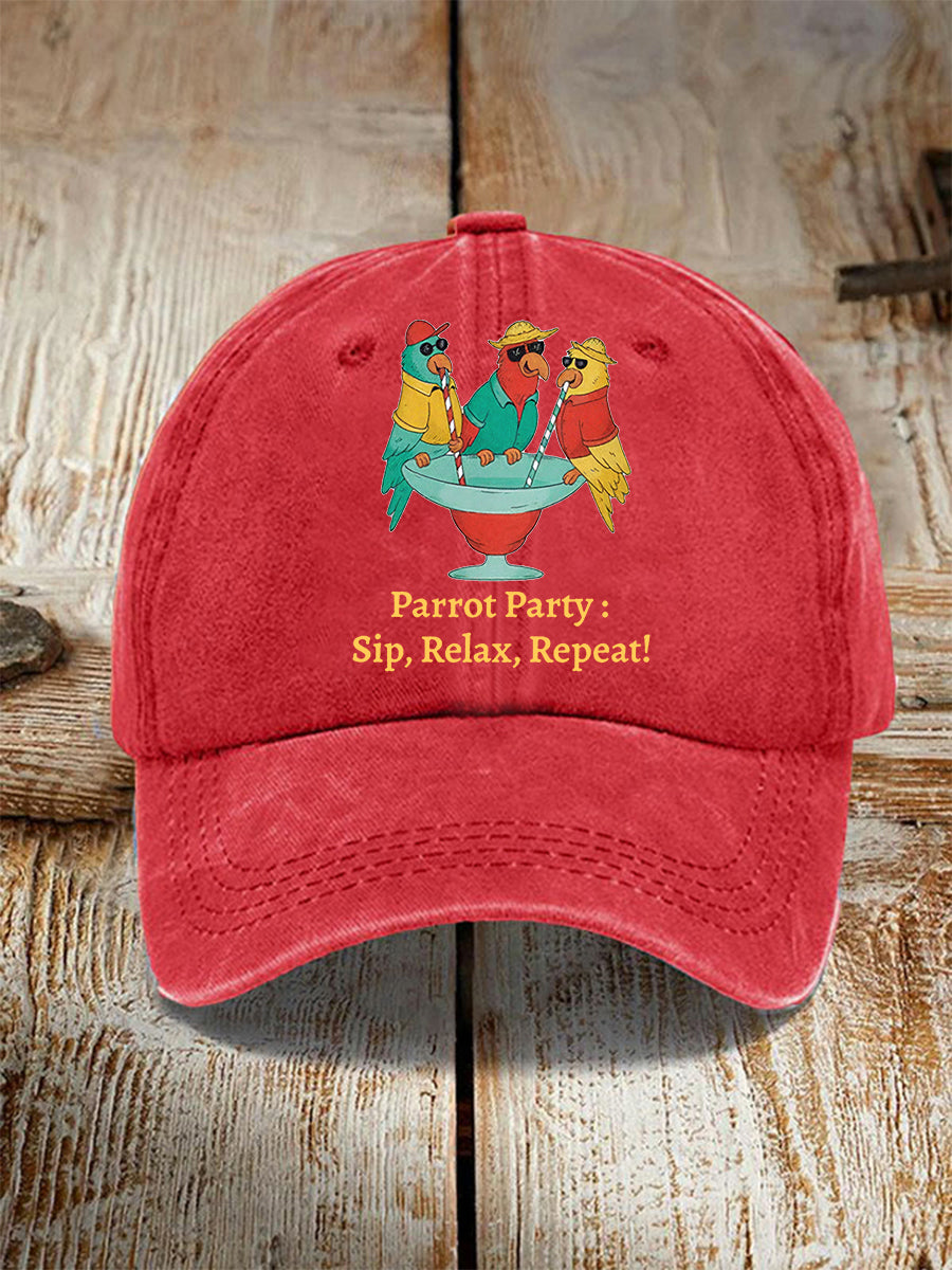 Unisex  Parrot Party: Sip, Relax, Repeat! Hat