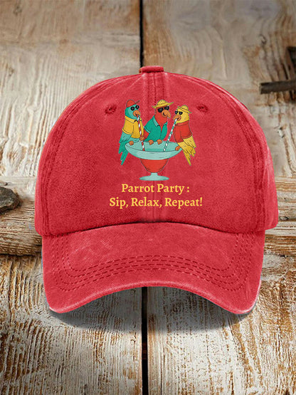 Unisex  Parrot Party: Sip, Relax, Repeat! Hat