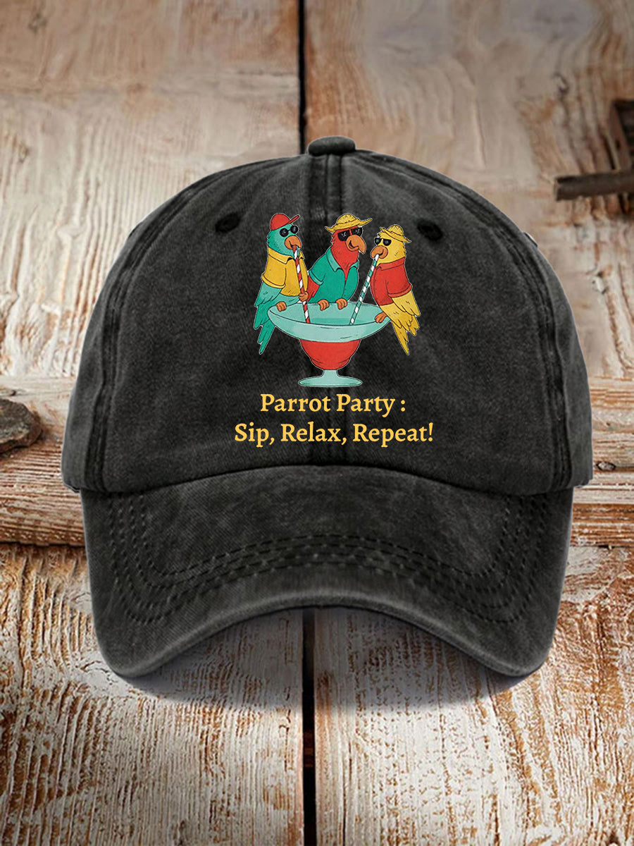 Unisex  Parrot Party: Sip, Relax, Repeat! Hat