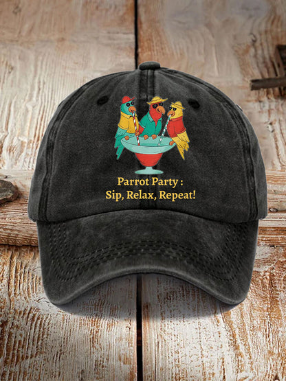 Unisex  Parrot Party: Sip, Relax, Repeat! Hat