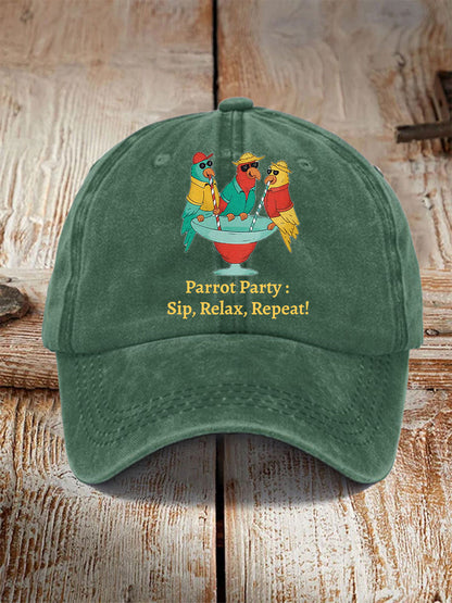 Unisex  Parrot Party: Sip, Relax, Repeat! Hat