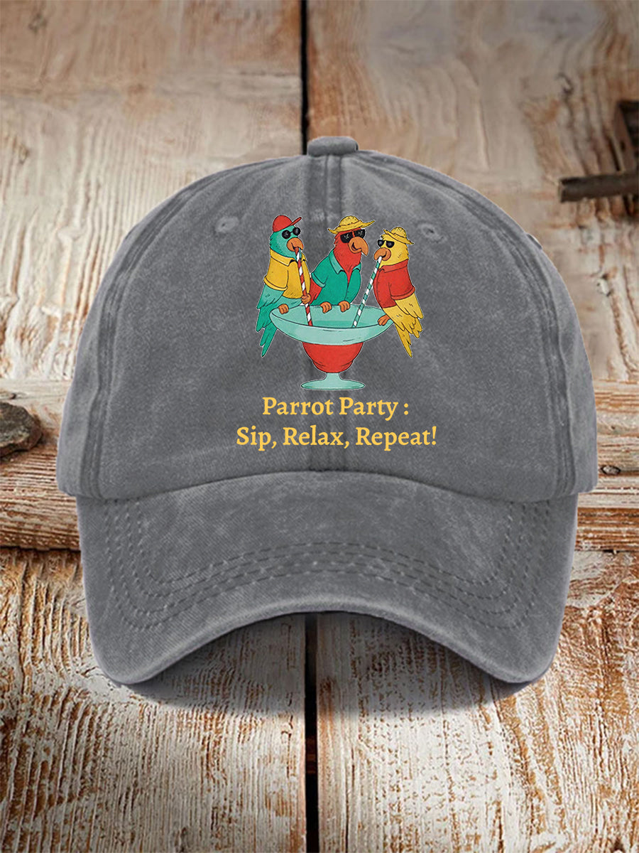 Unisex  Parrot Party: Sip, Relax, Repeat! Hat