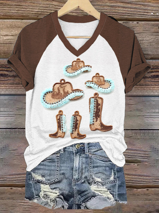 Women's V-neck off-shoulder short-sleeved T-shirt