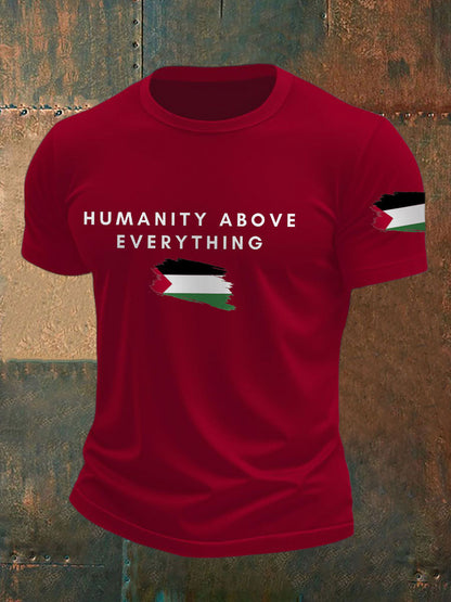 Men's Free Peace Stop Genocide Printed T-shirt