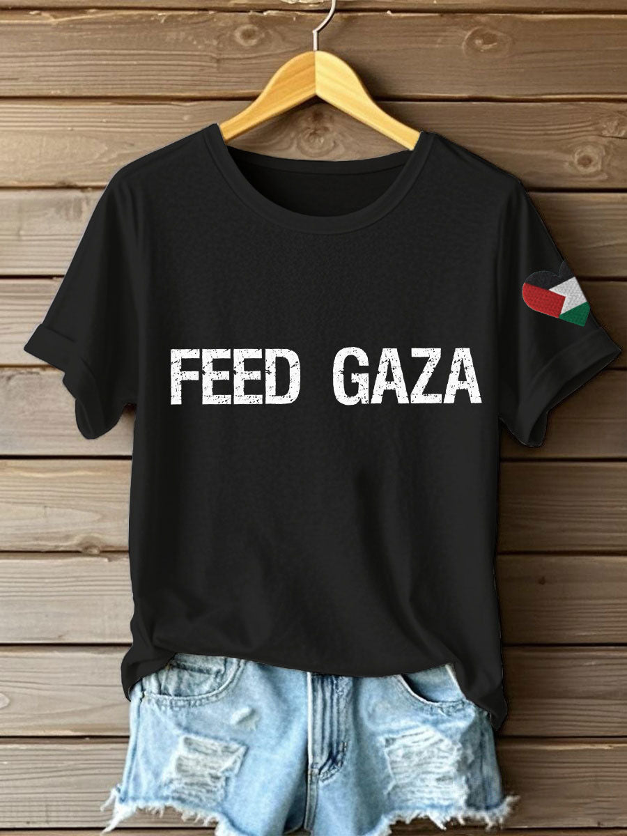 Women's Free Peace Stop Genocide Printed T-shirt