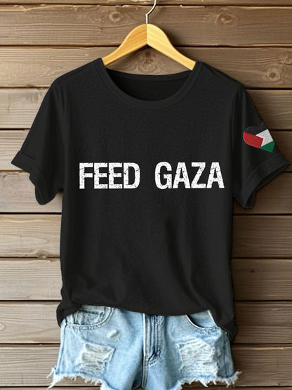 Women's Free Peace Stop Genocide Printed T-shirt