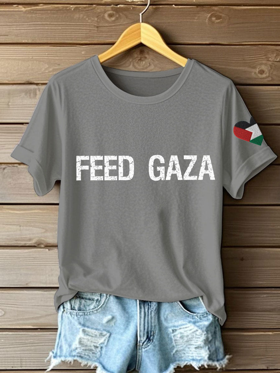 Women's Free Peace Stop Genocide Printed T-shirt