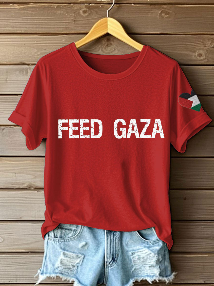 Women's Free Peace Stop Genocide Printed T-shirt