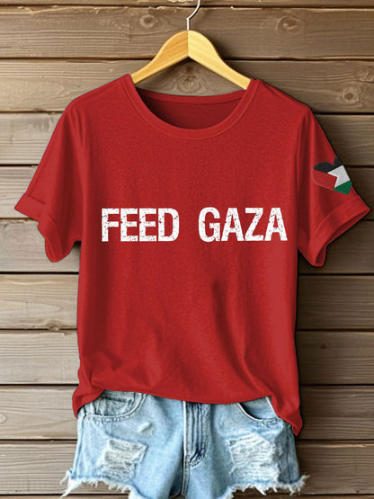 Women's Free Peace Stop Genocide Printed T-shirt