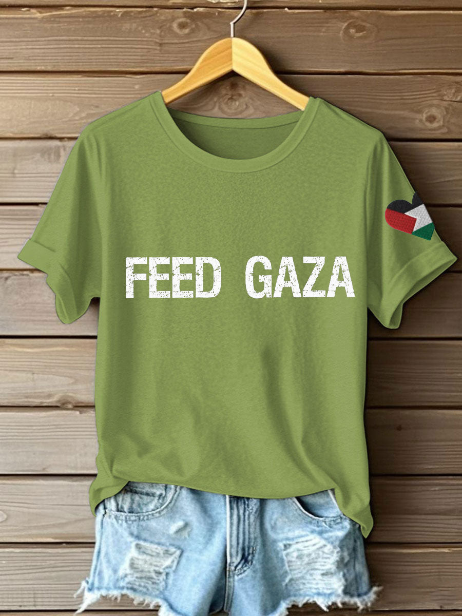 Women's Free Peace Stop Genocide Printed T-shirt