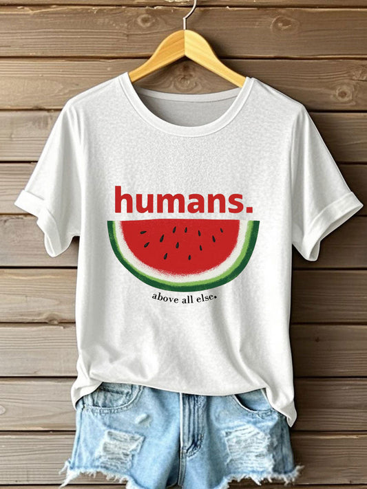 Women's Free Peace Stop Genocide Printed T-shirt