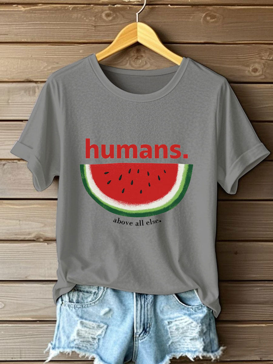 Women's Free Peace Stop Genocide Printed T-shirt