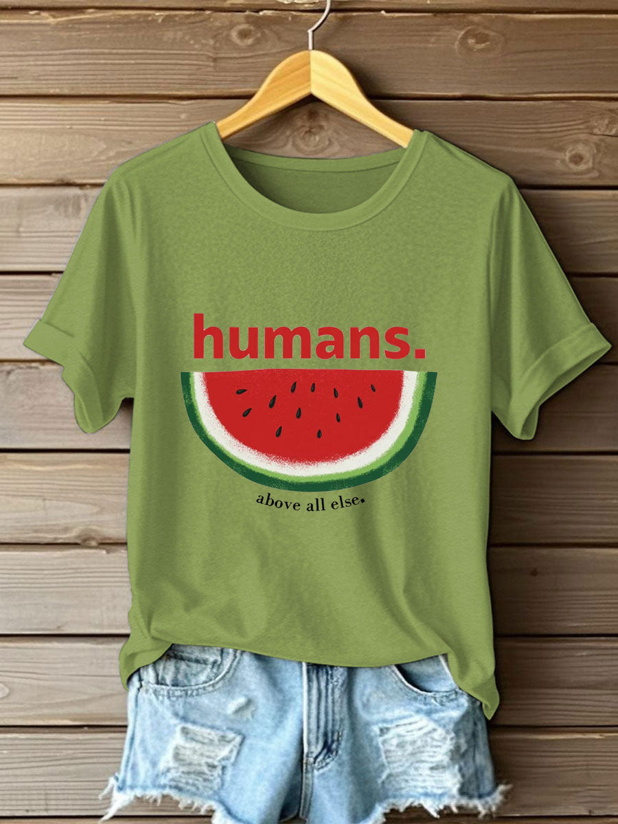 Women's Free Peace Stop Genocide Printed T-shirt