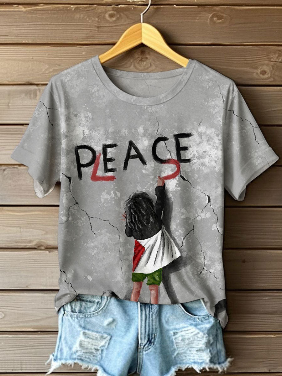 Women's Free Peace Printed T-shirt