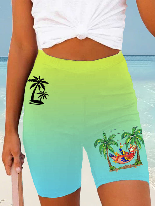 Women's It's 5 O'clock Somewhere Parrot Print Casual Short Leggings