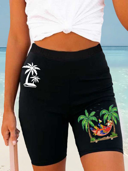 Women's It's 5 O'clock Somewhere Parrot Print Casual Short Leggings