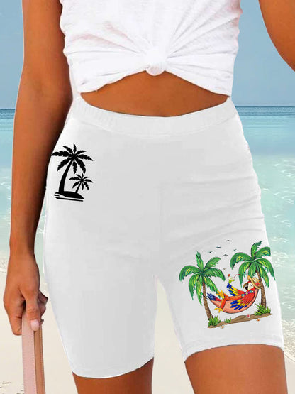 Women's It's 5 O'clock Somewhere Parrot Print Casual Short Leggings