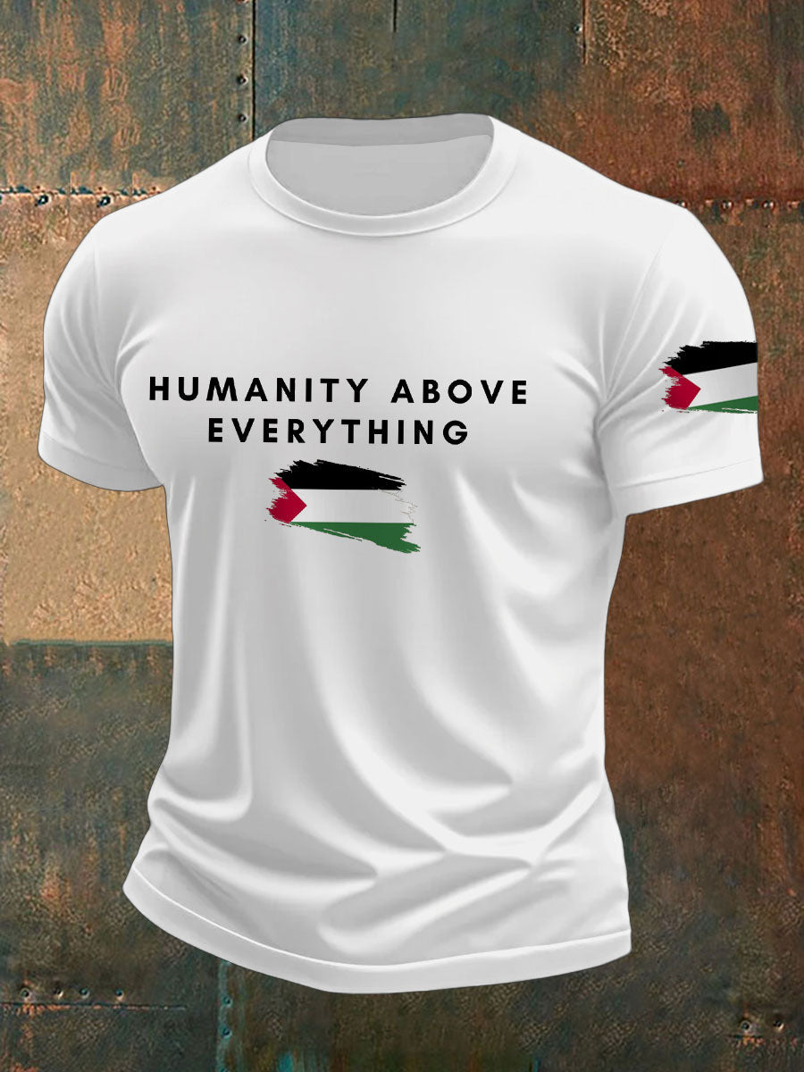 Men's Free Peace Stop Genocide Printed T-shirt