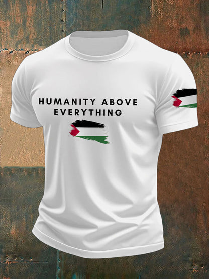 Men's Free Peace Stop Genocide Printed T-shirt