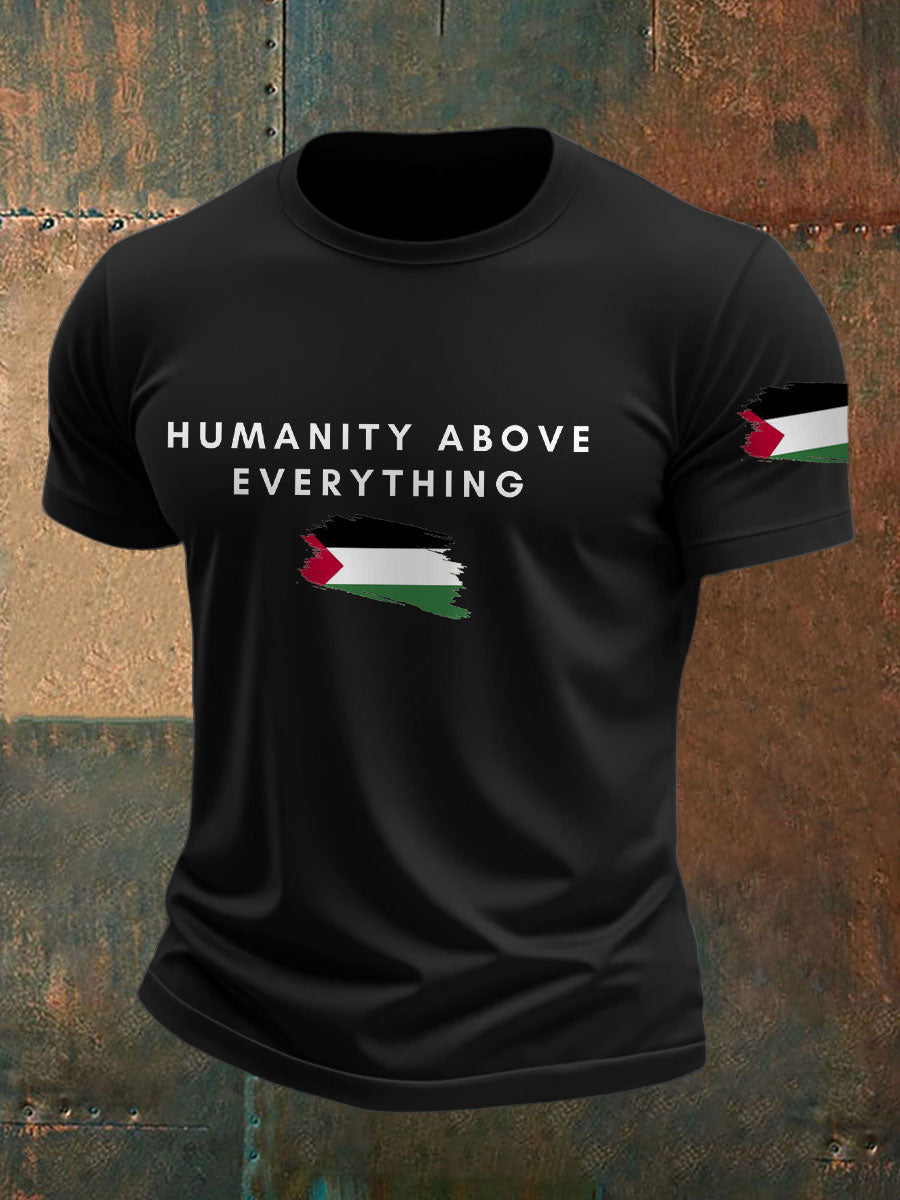 Men's Free Peace Stop Genocide Printed T-shirt