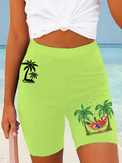 Women's It's 5 O'clock Somewhere Parrot Print Casual Short Leggings