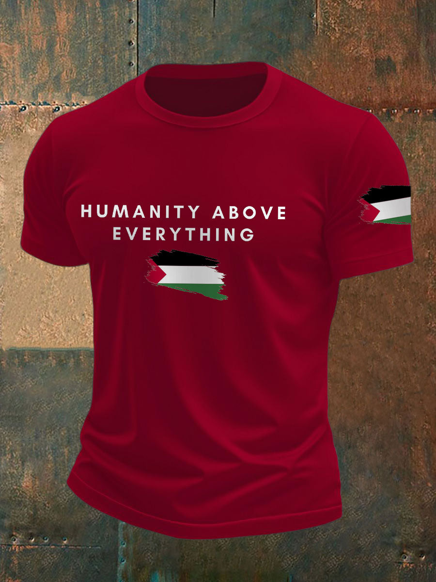 Men's Free Peace Stop Genocide Printed T-shirt