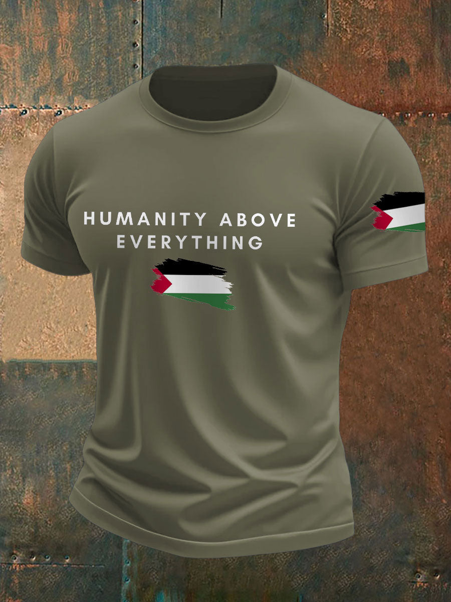 Men's Free Peace Stop Genocide Printed T-shirt