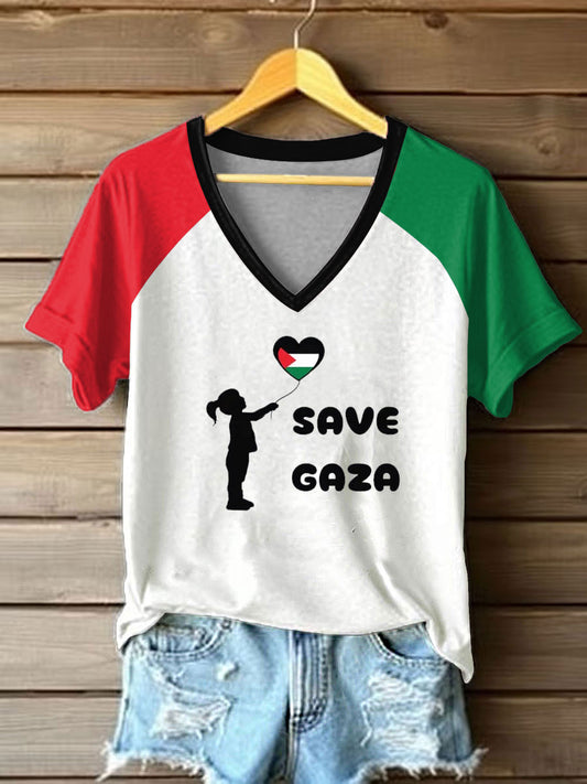 Women's Gaza  Raglan short-sleeved T-shirt