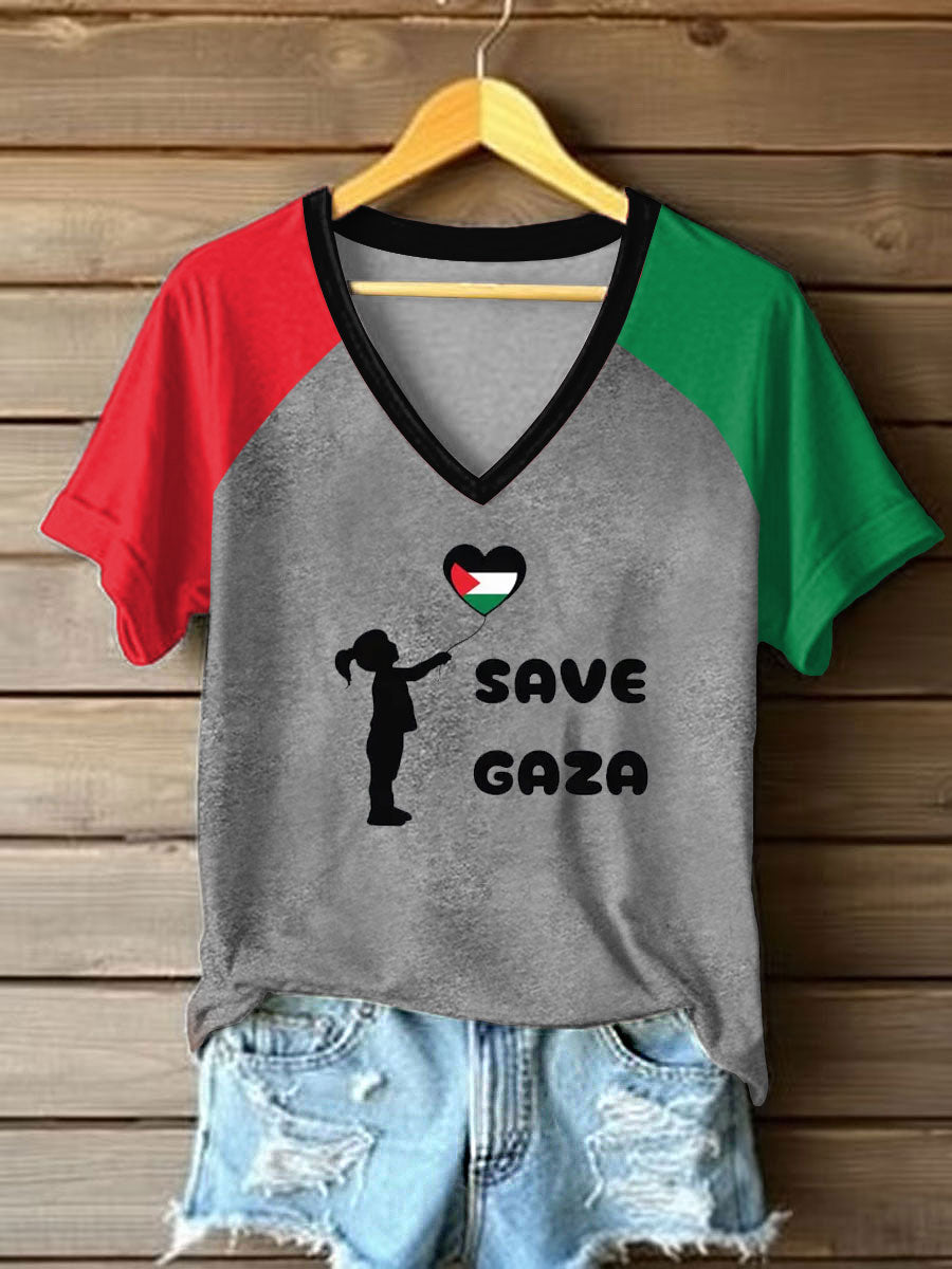 Women's Gaza  Raglan short-sleeved T-shirt