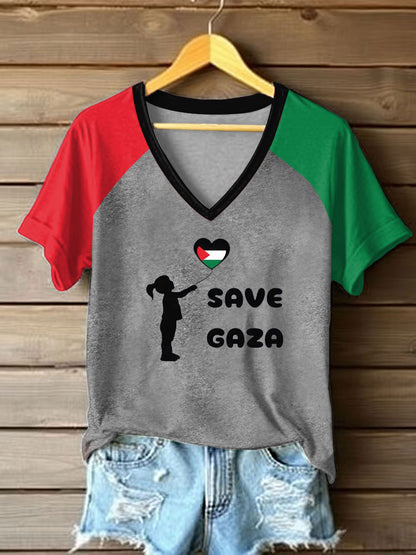 Women's Gaza  Raglan short-sleeved T-shirt