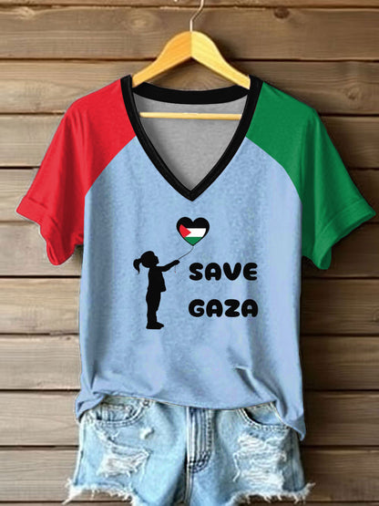 Women's Gaza  Raglan short-sleeved T-shirt