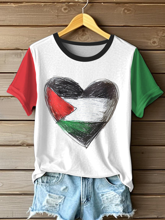 Women's Free Palestine Support Palestine Print Tee