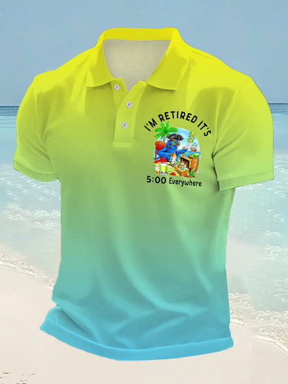 Men's I'm Retired It's 5 O'clock Everywhere Parrot Print Casual Top