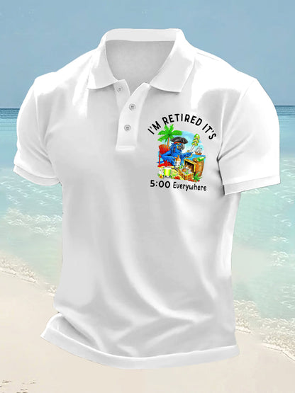 Men's I'm Retired It's 5 O'clock Everywhere Parrot Print Casual Top