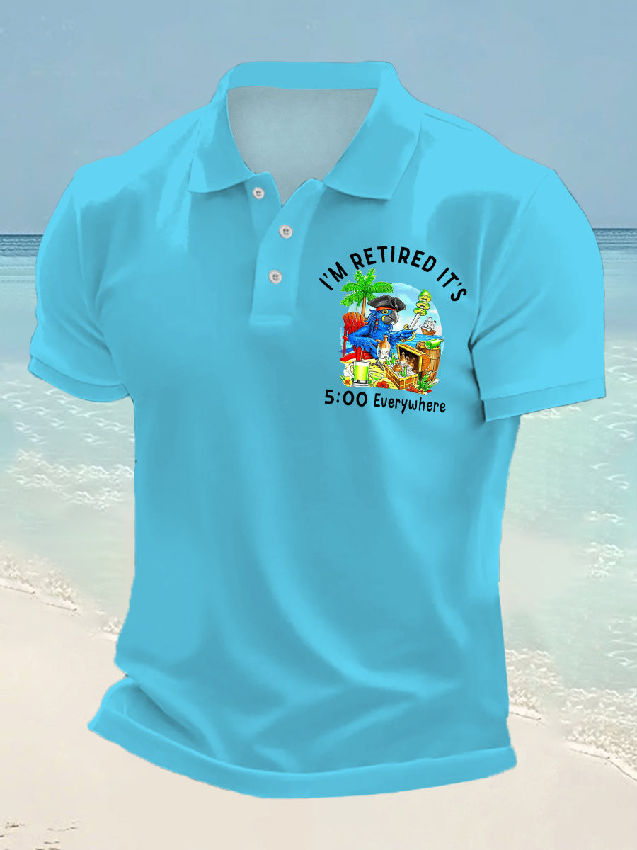 Men's I'm Retired It's 5 O'clock Everywhere Parrot Print Casual Top