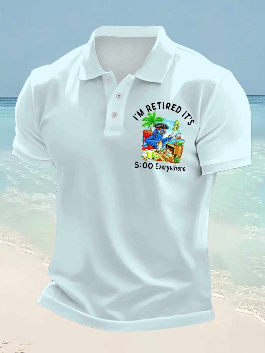 Men's I'm Retired It's 5 O'clock Everywhere Parrot Print Casual Top