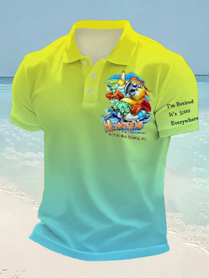 Men's I'm Retired It's 5 O'clock Everywhere Parrot Print Casual Top