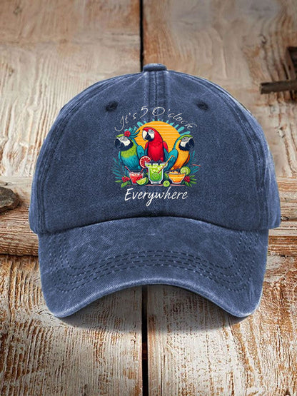 Unisex I'm Retired It's 5 O'clock Everywhere Parrot Print Hat