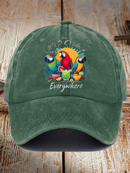 Unisex I'm Retired It's 5 O'clock Everywhere Parrot Print Hat