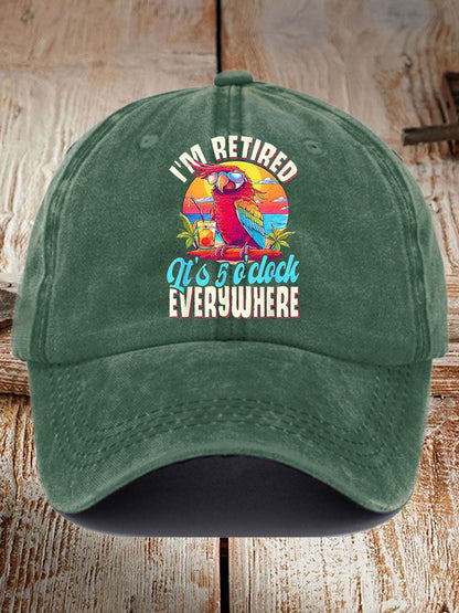 Unisex I'm Retired It's 5 O'clock Everywhere Parrot Print Hat