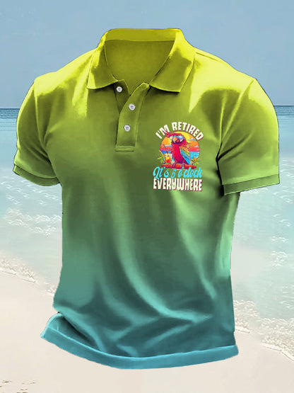 Men's  I'm Retired It's 5 O'clock Everywhere Parrot Print short sleeve shirt
