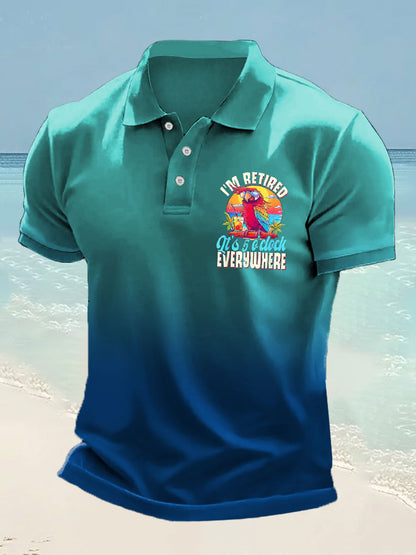 Men's  I'm Retired It's 5 O'clock Everywhere Parrot Print short sleeve shirt