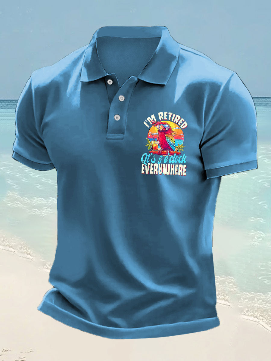 Men's  I'm Retired It's 5 O'clock Everywhere Parrot Print short sleeve shirt