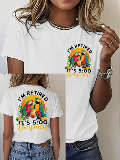 Women's It‘s 5 O'clock Everywhere Print Casual Short Sleeve T-Shirt