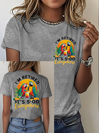 Women's It‘s 5 O'clock Everywhere Print Casual Short Sleeve T-Shirt