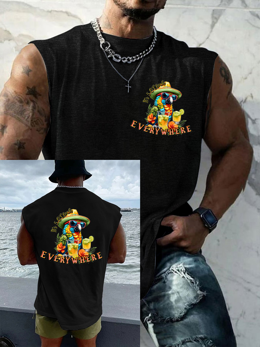 Men's It‘s 5 O'clock Everywhere Print Casual Vest