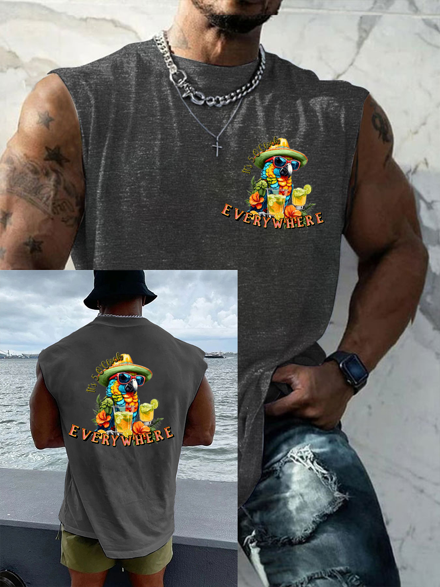 Men's It‘s 5 O'clock Everywhere Print Casual Vest